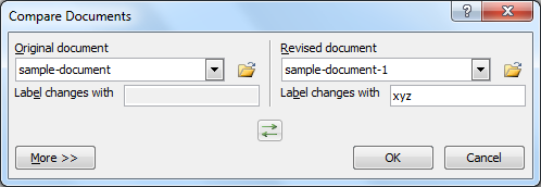 Compare Documents dialog