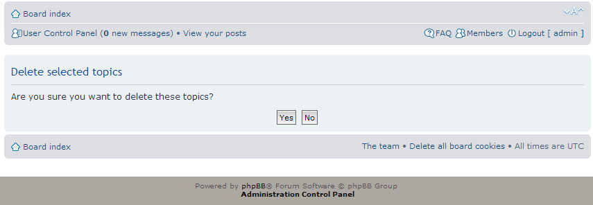 phpBB - Delete forum topics confirmation