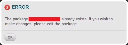 WHM - ERROR - Package already exists.