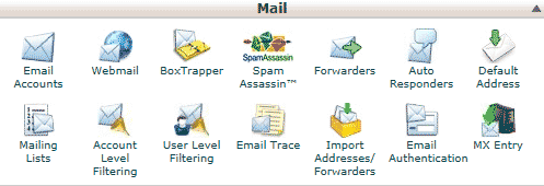 cPanel - "Email Accounts" link