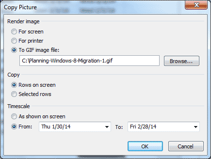 Microsoft Project - Copy Picture dialog