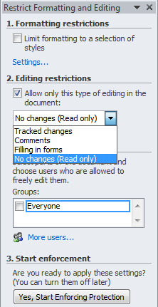Microsoft Word - Editing Restrictions - Allowed Types