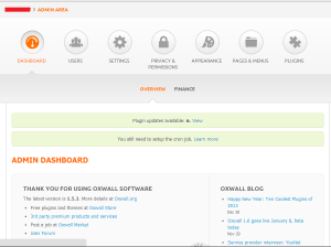 Oxwall - Admin dashboard