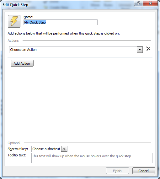 Microsoft Outlook - "Edit Quick Step" dialog