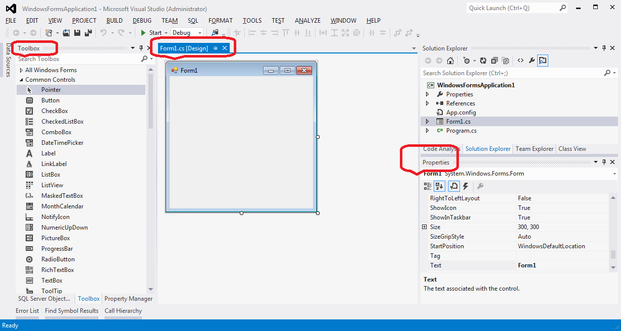 Visual Studio - Form designer