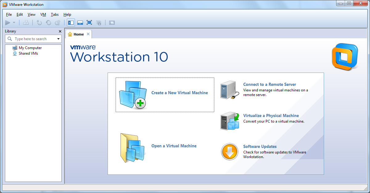 VMware Workstation 10 - Home page