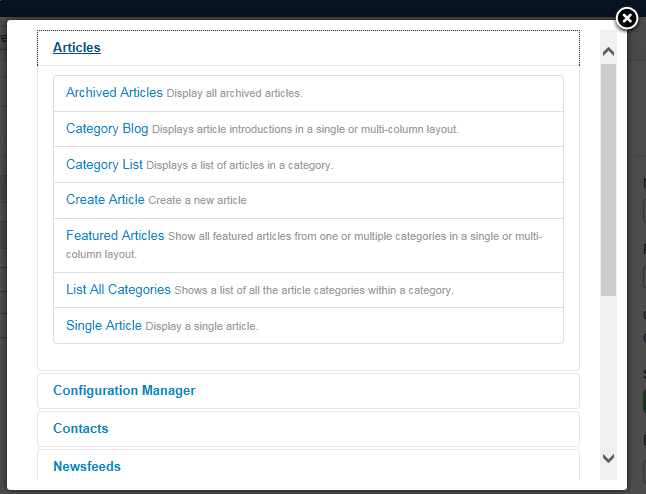 Joomla 3 - "Menu Manager" - Select Menu Item Type