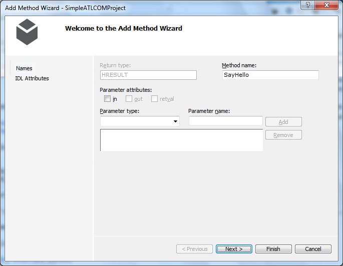 Visual Studio 2012 - "Add Method Wizard" - "Names" wizard
