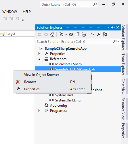 Visual Studio 2012 - "Solution Explorer" - "References" pop-up menu
