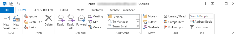 Microsoft Outlook 2013 - Main Menu
