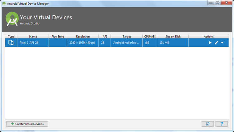 AVD Manager - Your Virtual Devices