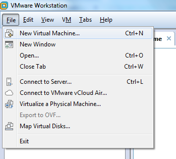 VMWare Workstation 12 - File Menu