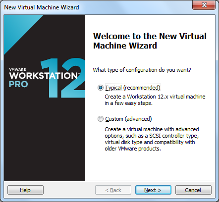 VMWare Workstation 12 - New Virtual Machine Wizard