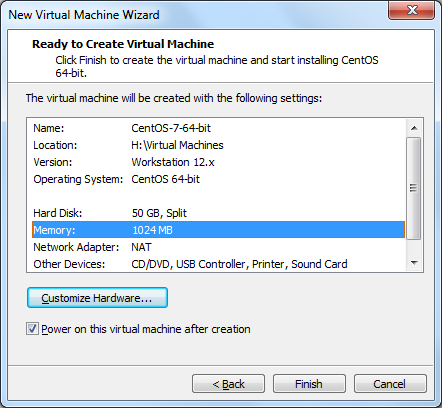 VMWare Workstation 12 - Review Settings