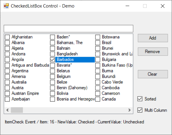 CheckedListBox control demo