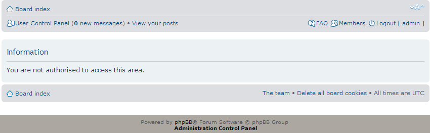 How to resolve “you are not authorised to access this area” message while disapproving the topics in phpBB based forums?