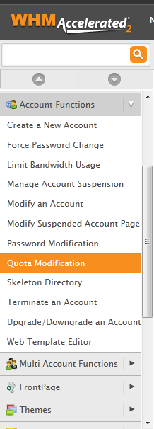 How to modify allotted Account’s Quota in WHM Control Panel?