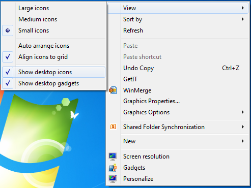 Windows 7 – How to show or hide Desktop icons?