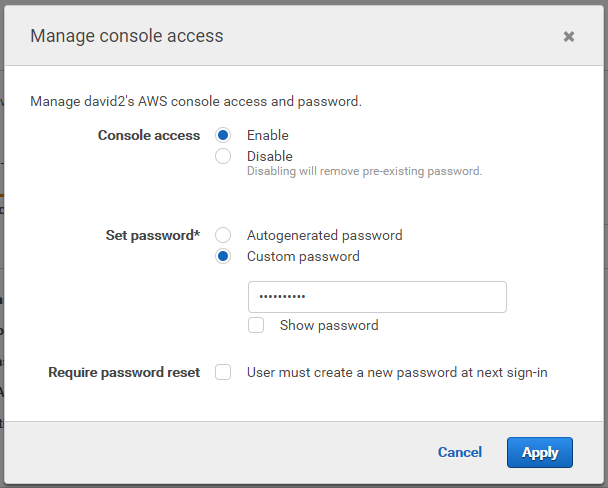 AWS Management Console access