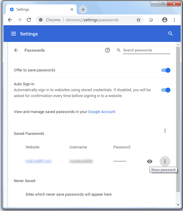 google saved passwords manager