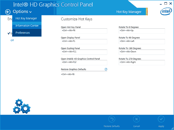 Intel - Graphics Control Panel - Information Center